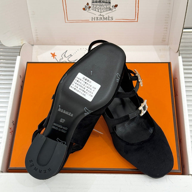 HM 26S SLINGBACK HIGH HEELS IN BLACK VELVET