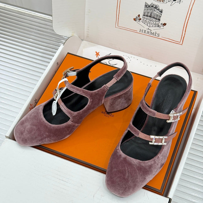 HM 26S SLINGBACK HIGH HEELS IN DUSTY ROSE VELVET