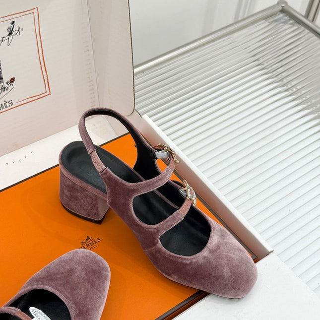HM 26S SLINGBACK HIGH HEELS IN DUSTY ROSE VELVET