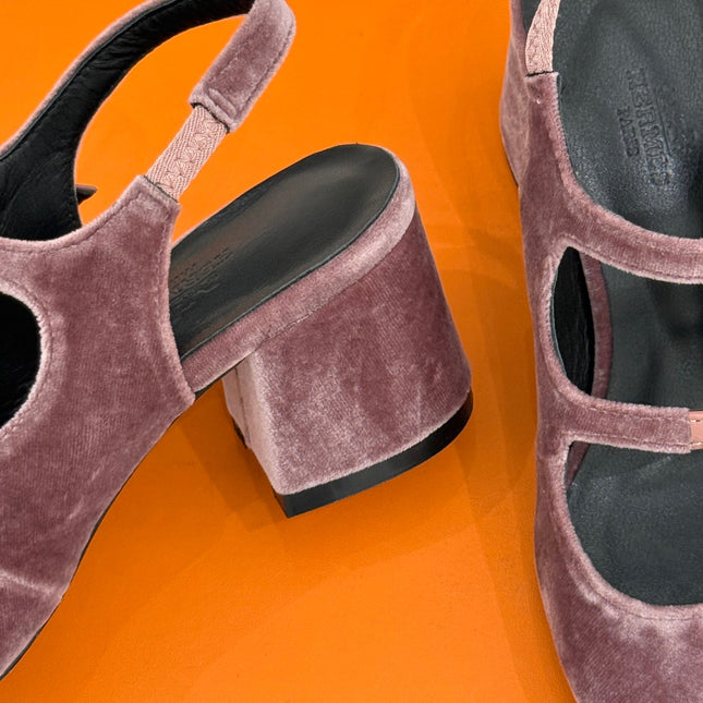 HM 26S SLINGBACK HIGH HEELS IN DUSTY ROSE VELVET