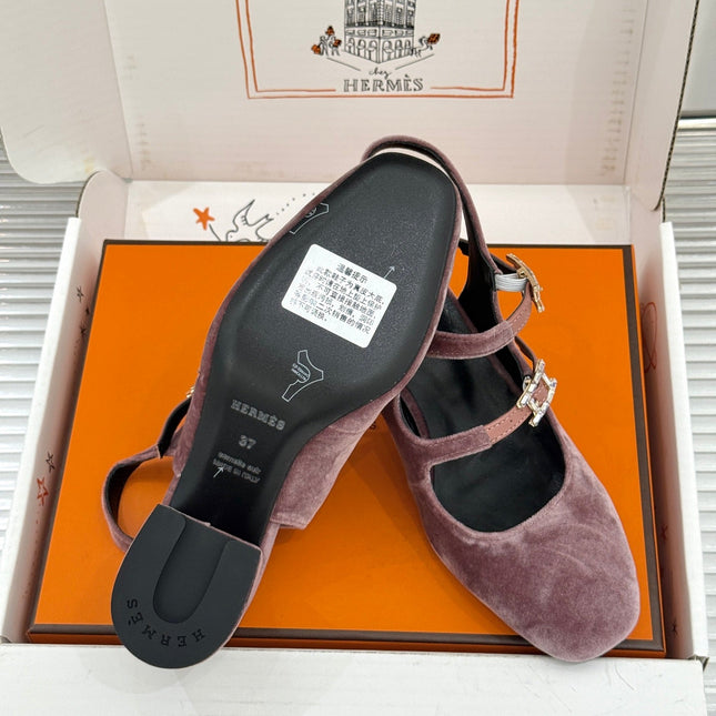 HM 26S SLINGBACK HIGH HEELS IN DUSTY ROSE VELVET
