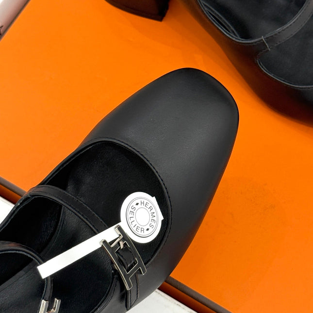HM 26S SLINGBACK HIGH HEELS IN BLACK CALFSKIN