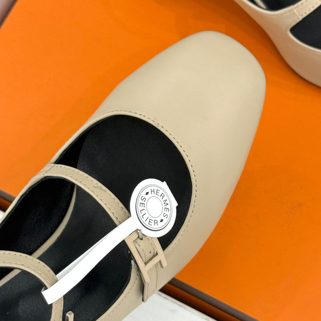 HM 26S SLINGBACK HIGH HEELS IN BEIGE CALFSKIN