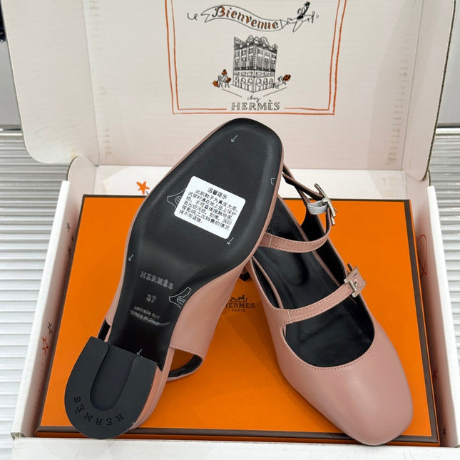 HM 26S SLINGBACK HIGH HEELS IN DARK NUDE CALFSKIN