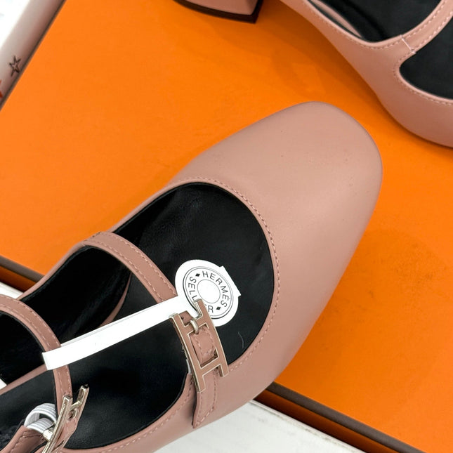 HM 26S SLINGBACK HIGH HEELS IN DARK NUDE CALFSKIN