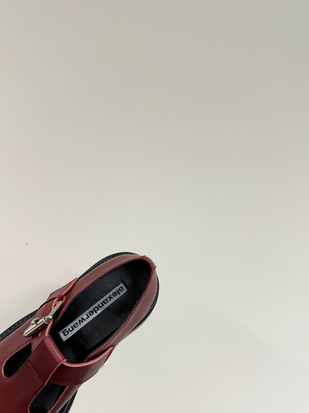 PLATFORM PATCHWWORK MARY JANE IN BLACK MIX BURGUNDY RED CALFSKIN