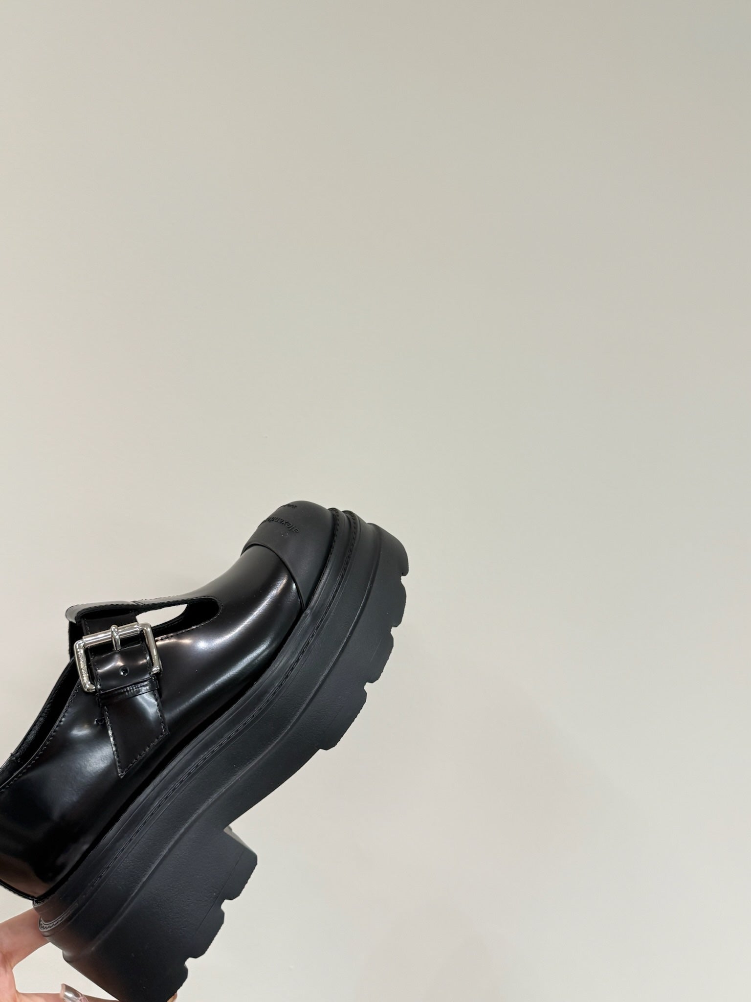 PLATFORM PATCHWWORK MARY JANE IN BLACK PATENT CALFSKIN