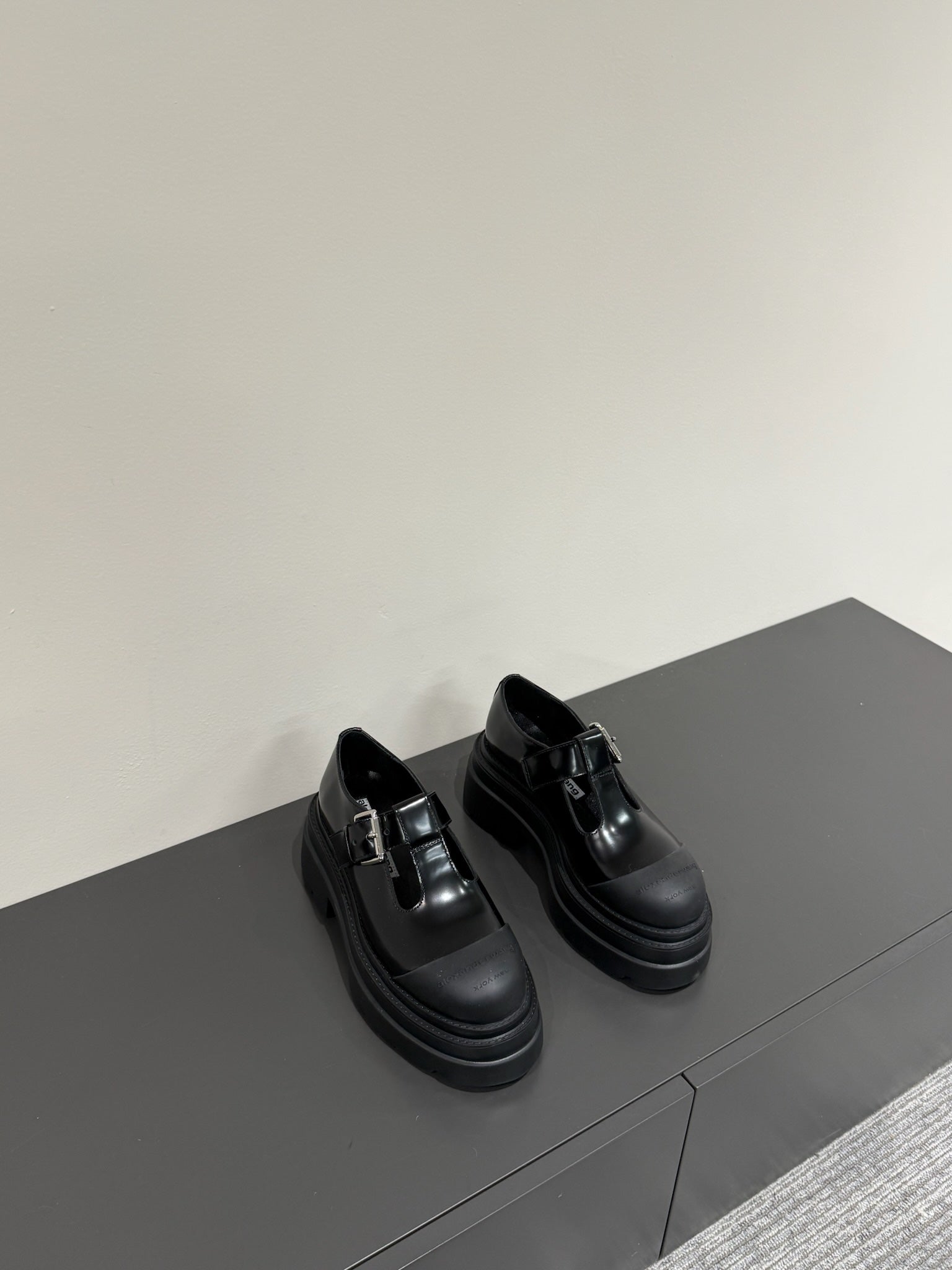 PLATFORM PATCHWWORK MARY JANE IN BLACK PATENT CALFSKIN
