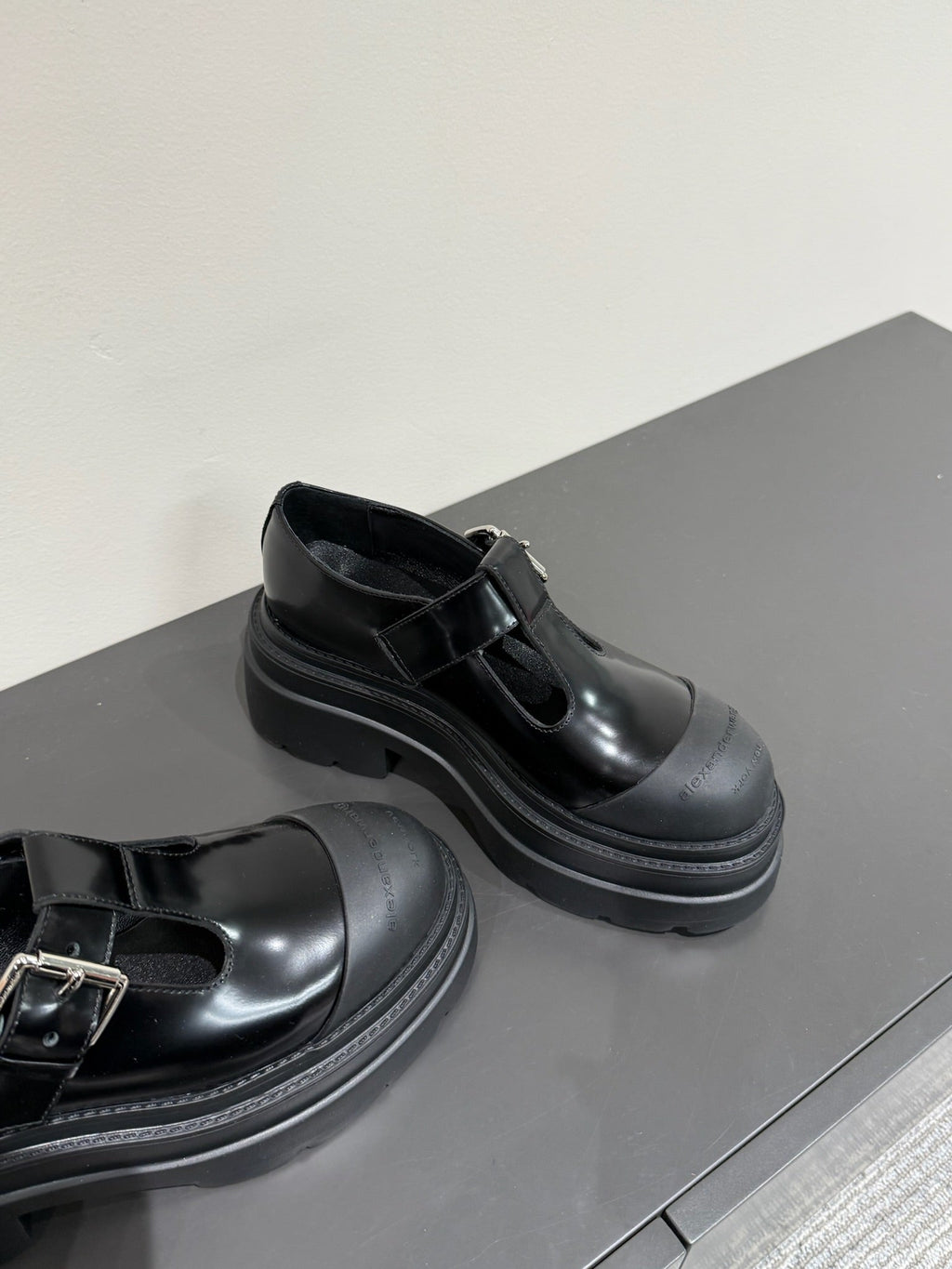 PLATFORM PATCHWWORK MARY JANE IN BLACK PATENT CALFSKIN