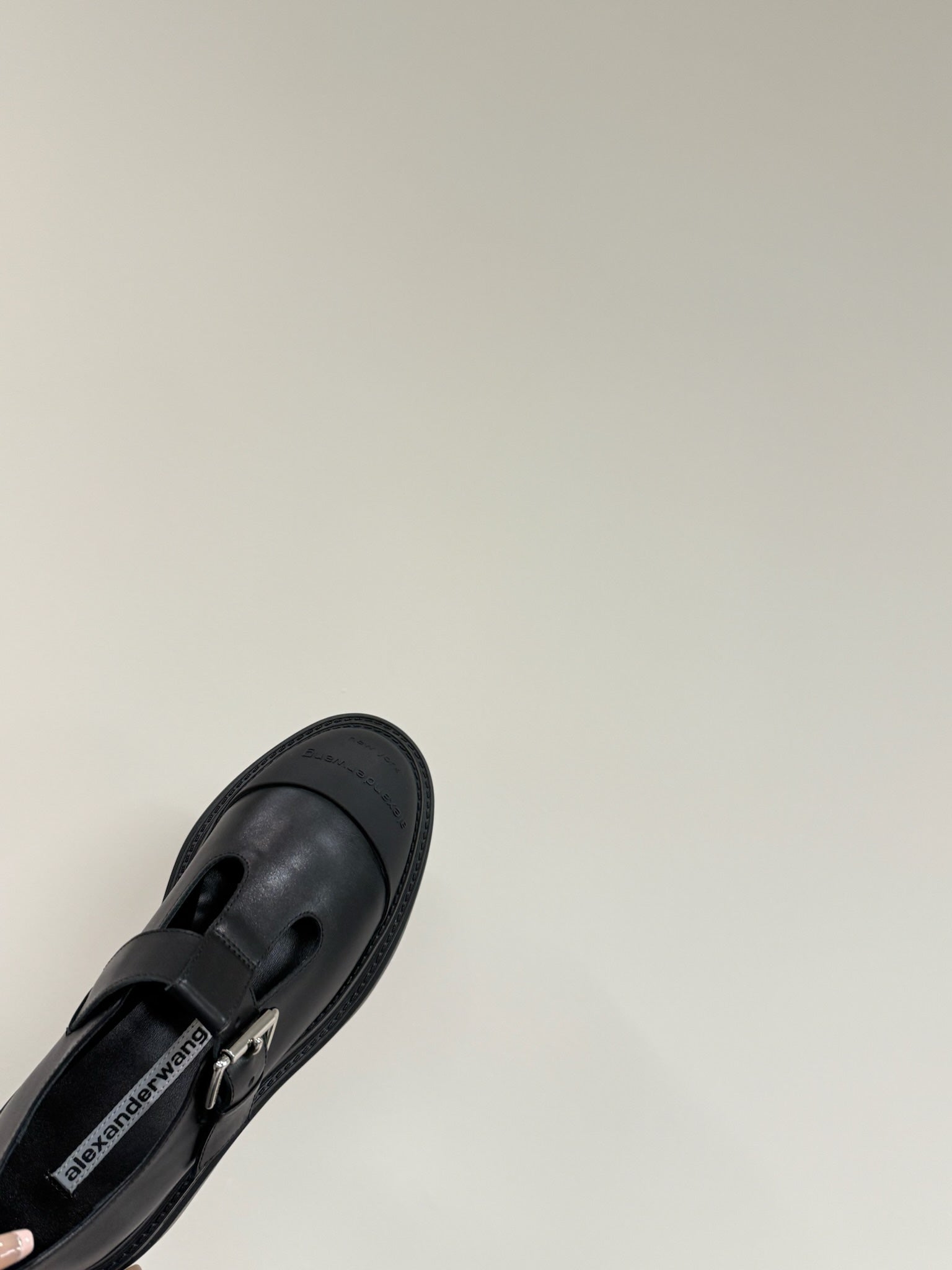PLATFORM PATCHWWORK MARY JANE IN BLACK CALFSKIN
