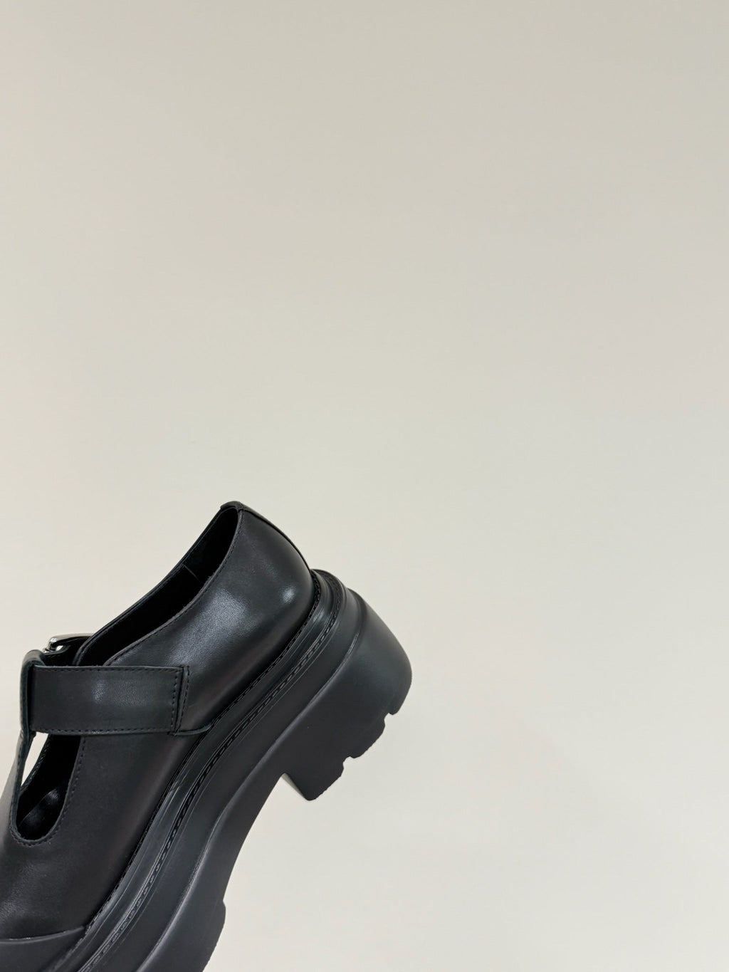PLATFORM PATCHWWORK MARY JANE IN BLACK CALFSKIN
