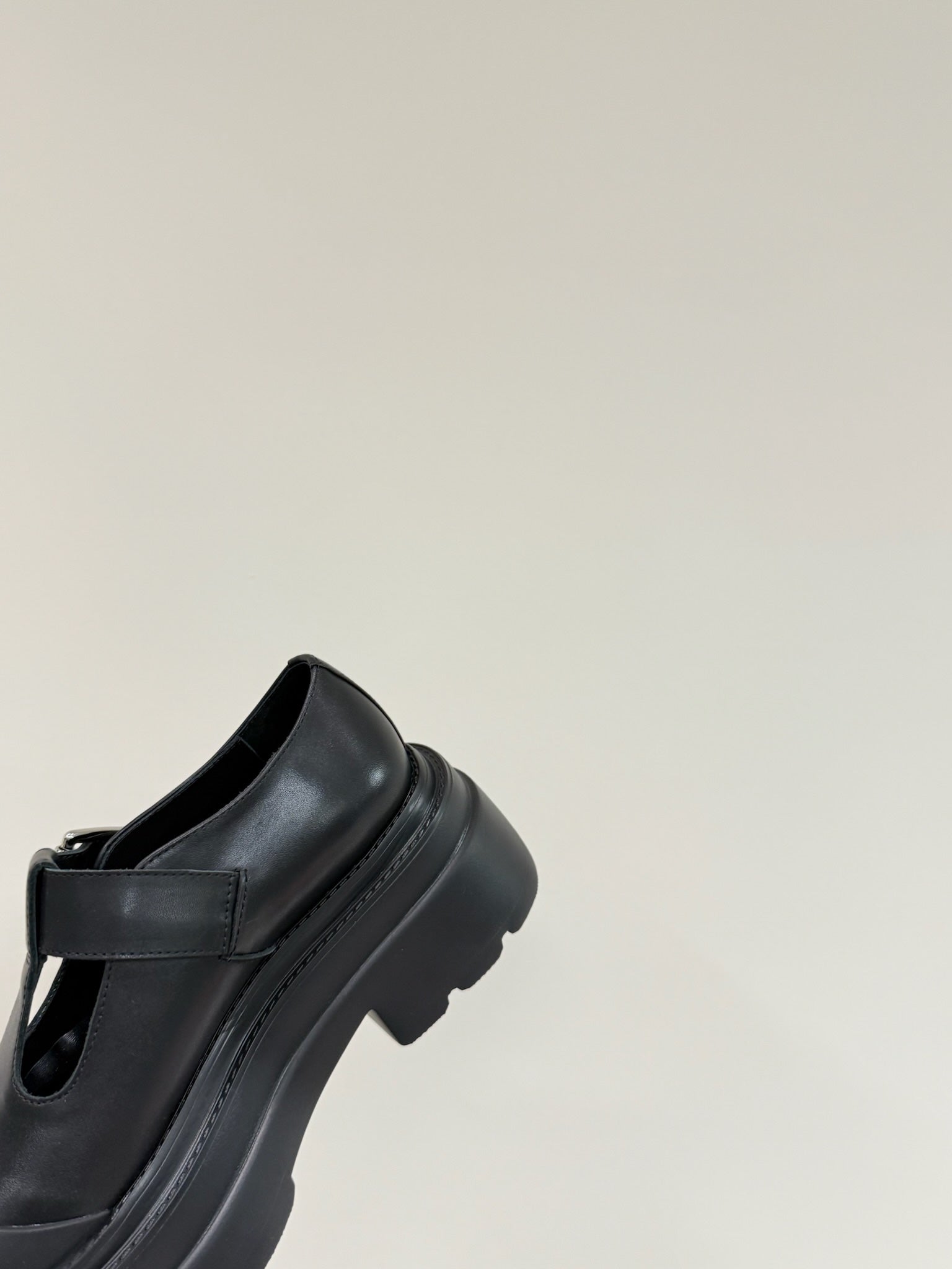 PLATFORM PATCHWWORK MARY JANE IN BLACK CALFSKIN