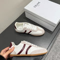 JOGGER LOW LACE-UP SNEAKER IN CALFSKIN & SUEDE WHITE/BEIGE/RED