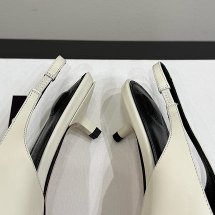 JACQUEMUS 26S HIGH-HEEL SLINGBACKS IN CREAM WHITE LAMBSKIN WITH BOW