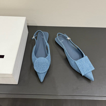 JACQUEMUS 26S FLAT SLINGBACKS IN BLUE DENIM