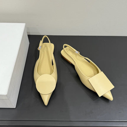 JACQUEMUS 26S FLAT SLINGBACKS IN LIGHT YELLOW LAMBSKIN