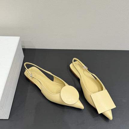 JACQUEMUS 26S FLAT SLINGBACKS IN LIGHT YELLOW LAMBSKIN