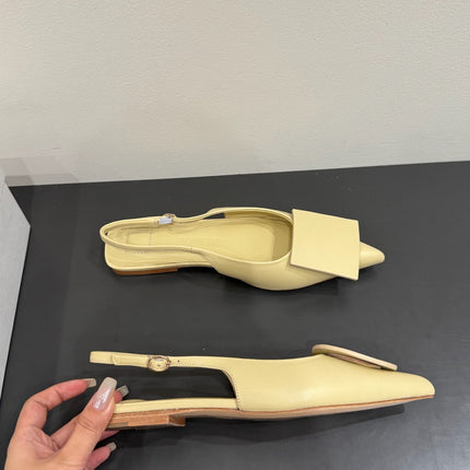 JACQUEMUS 26S FLAT SLINGBACKS IN LIGHT YELLOW LAMBSKIN