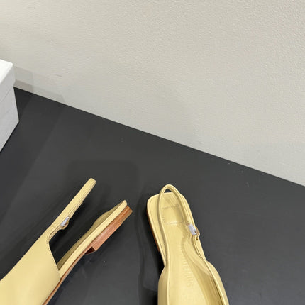 JACQUEMUS 26S FLAT SLINGBACKS IN LIGHT YELLOW LAMBSKIN