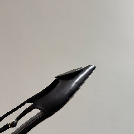 JACQUEMUS 26S FLAT SLINGBACKS IN BLACK LAMBSKIN