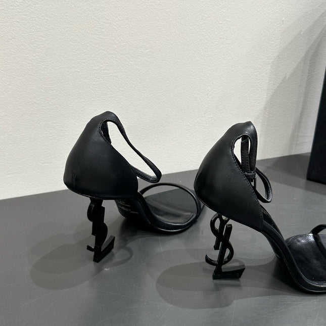 YSL HEELED SANDALS 25S 105 MM IN BLACK LAMBSKIN