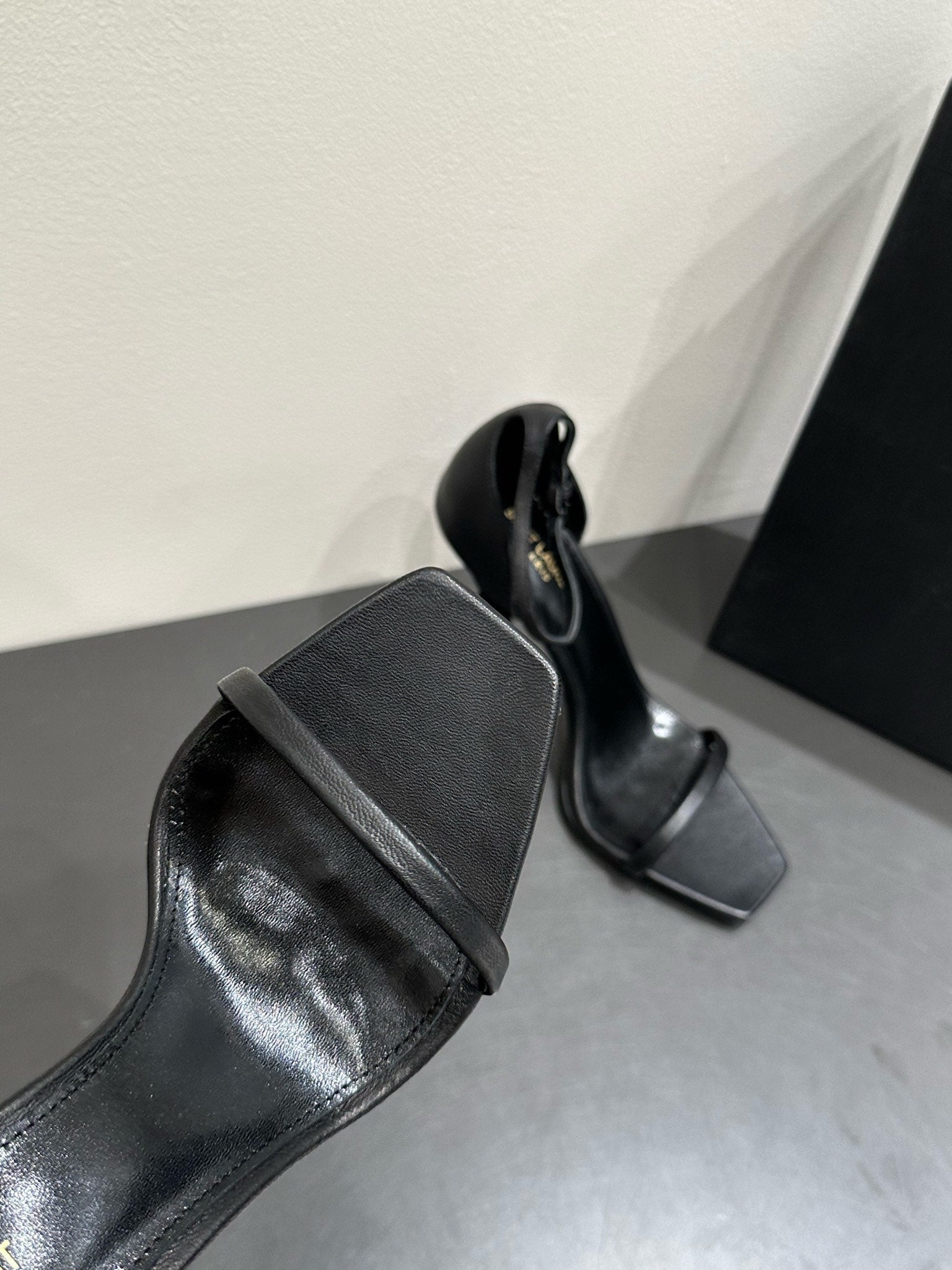 YSL HEELED SANDALS 25S 105 MM IN BLACK LAMBSKIN