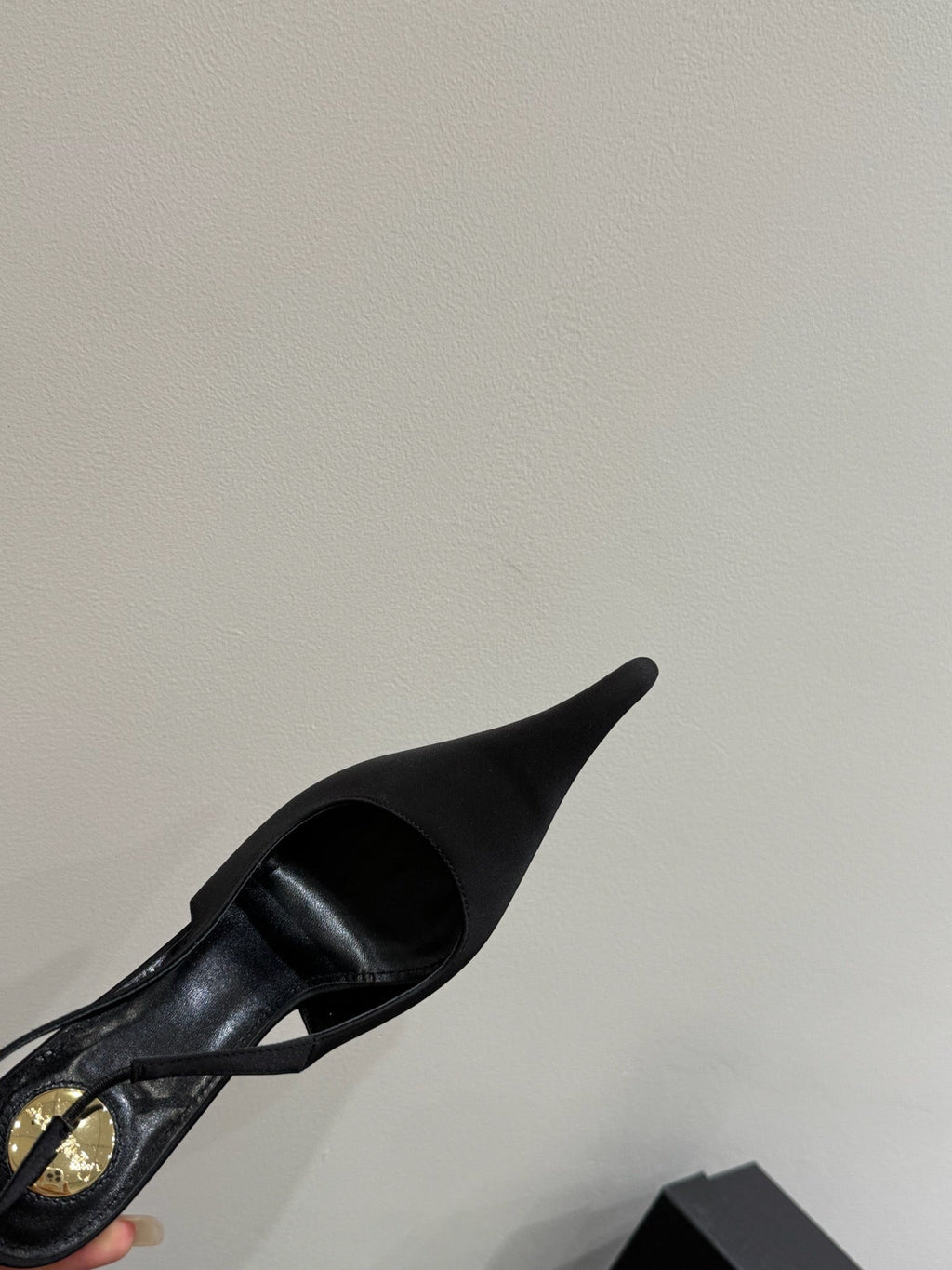 YSL HIGH SLINGBACK 25S IN BLACK SATIN