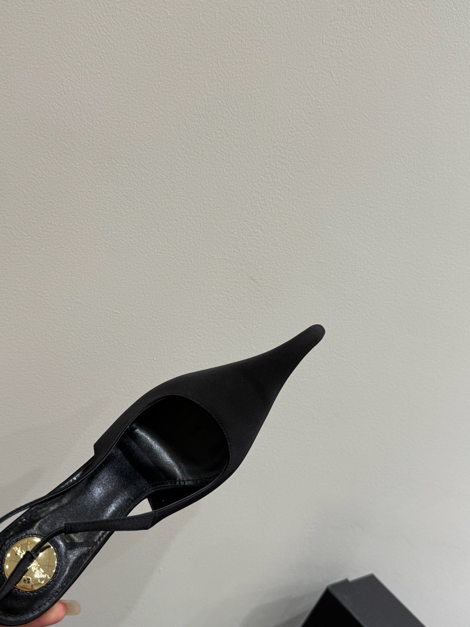 YSL HIGH SLINGBACK 25S IN BLACK SATIN