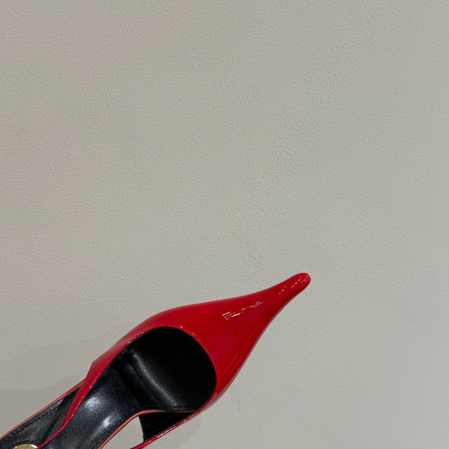 YSL HIGH SLINGBACK 25S IN RED GLOSSY LAMBSKIN