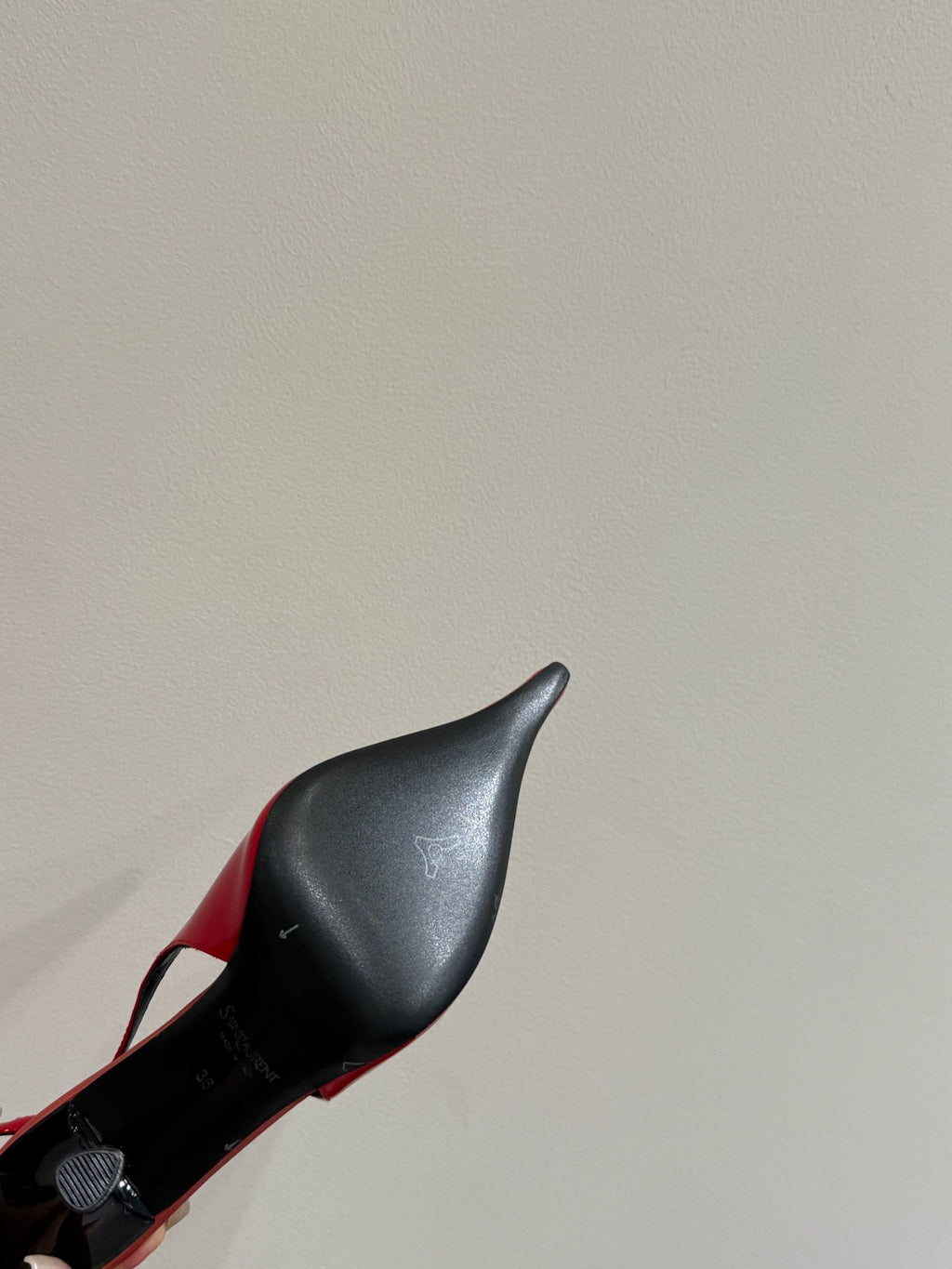 YSL HIGH SLINGBACK 25S IN RED GLOSSY LAMBSKIN