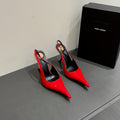YSL HIGH SLINGBACK 25S IN RED GLOSSY LAMBSKIN