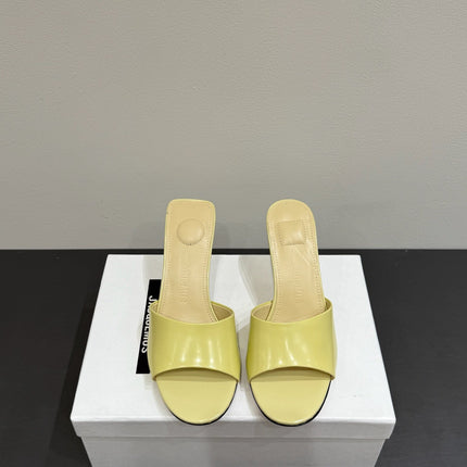 JACQUEMUS 26S HIGH-HEEL SANDALS IN PASTEL YELLOW LAMBSKIN