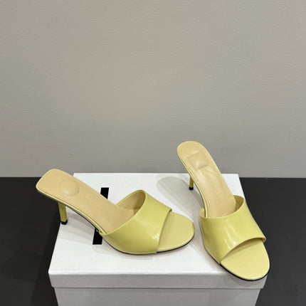 JACQUEMUS 26S HIGH-HEEL SANDALS IN PASTEL YELLOW LAMBSKIN