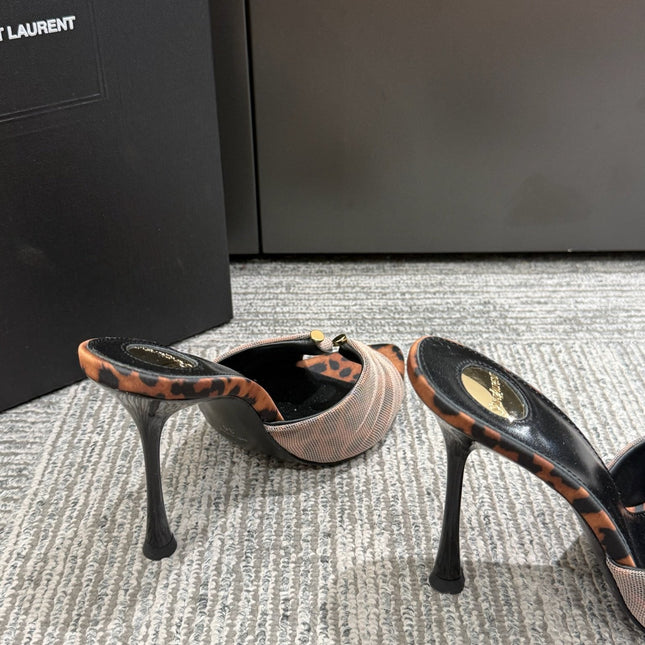 YSL HIGH HEEL 25S 100 MM IN LEOPARD PRINT LAMBSKIN