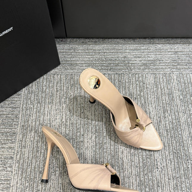 YSL HIGH HEEL 25S 100 MM IN BEIGE LAMBSKIN
