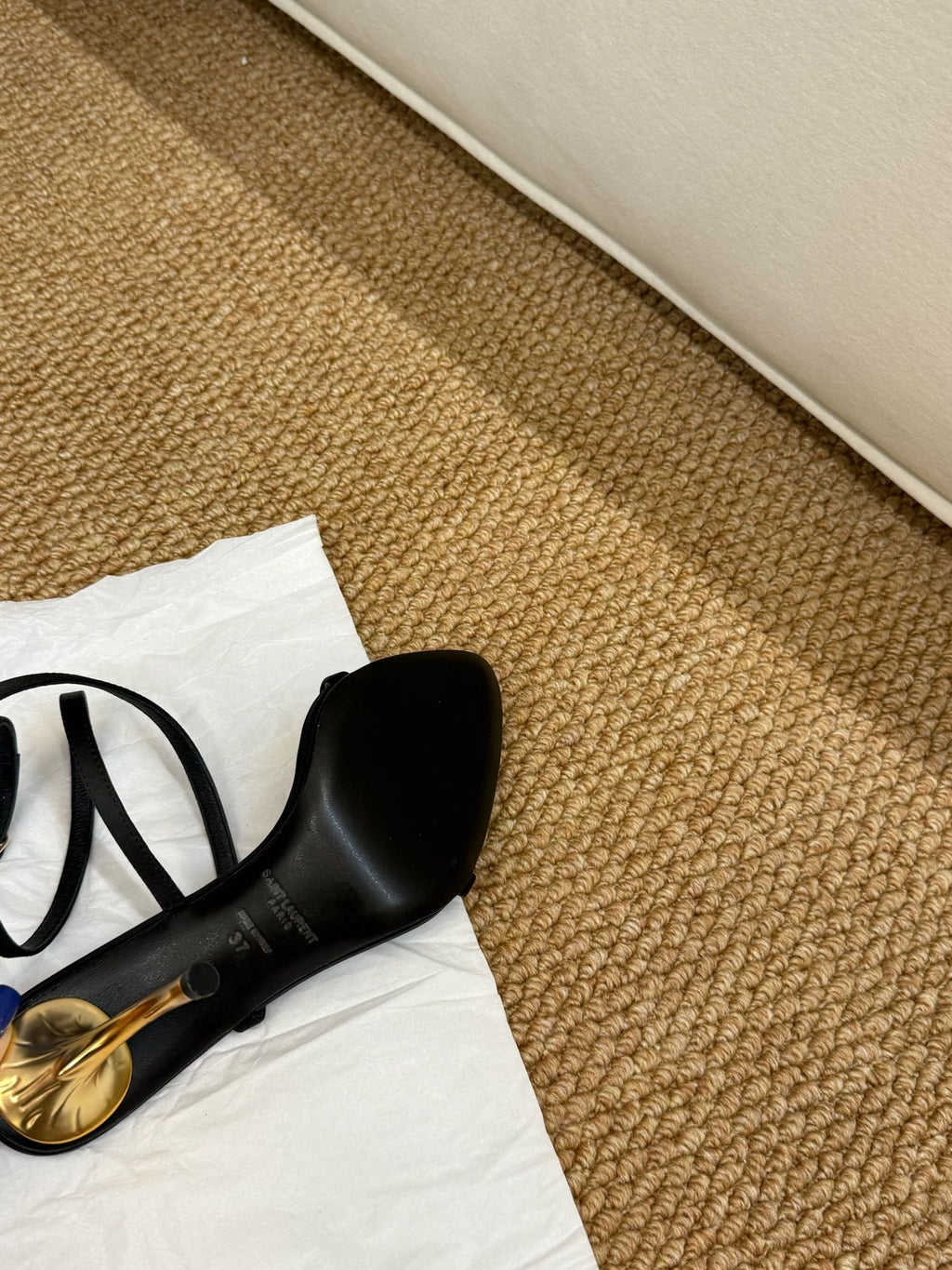 YSL HIGH HEEL SANDALS 25S IN BLACK LAMBSKIN