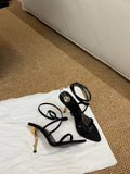 YSL HIGH HEEL SANDALS 25S IN BLACK LAMBSKIN