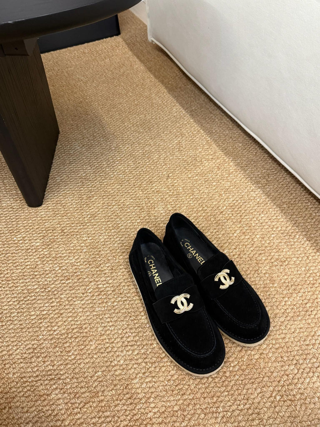 CHANEL 26S LOAFER IN BLACK SUEDE CC LOGO