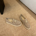 CHANEL 26S LOAFER IN TAUPE BROWN SUEDE CC LOGO