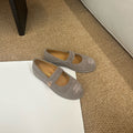 CHANEL 26S MARY JANE FLATS IN TAUPE  BROWN SUEDE CC LOGO