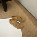 CHANEL 26S MARY JANE FLATS IN CARAMEL BROWN SUEDE CC LOGO