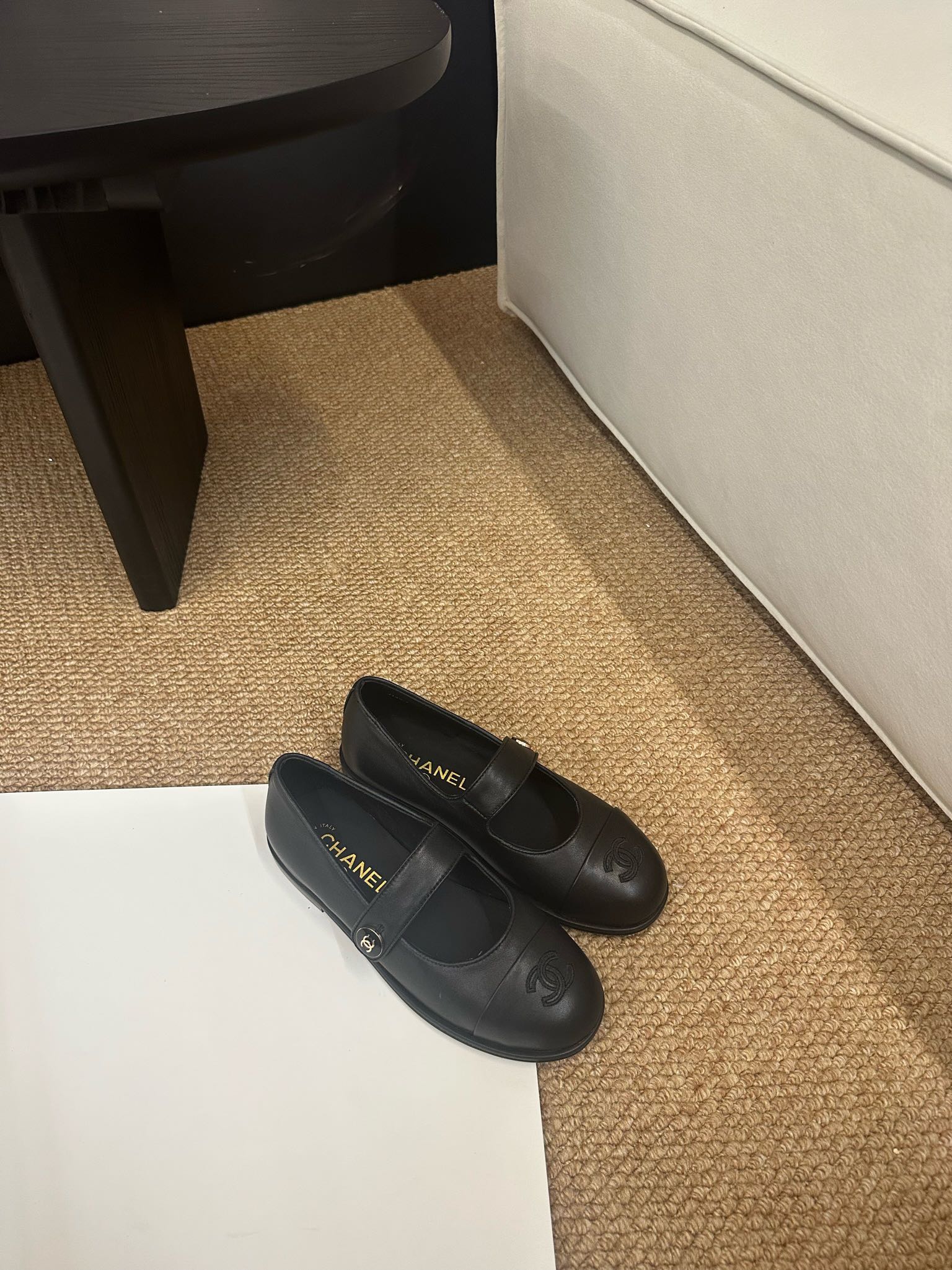 CHANEL 26S MARY JANE FLATS IN BLACK CALFSKIN CC LOGO
