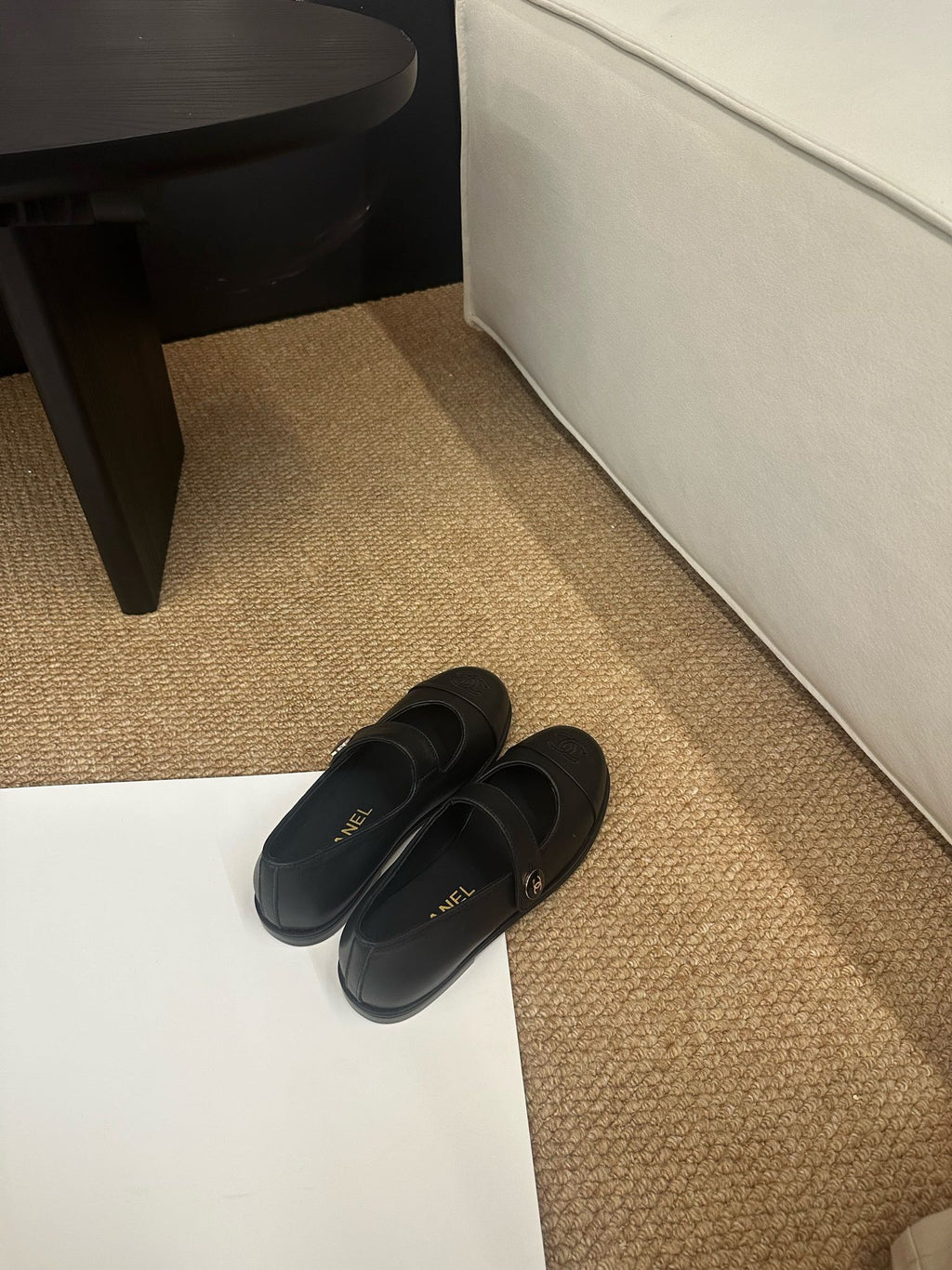 CHANEL 26S MARY JANE FLATS IN BLACK CALFSKIN CC LOGO