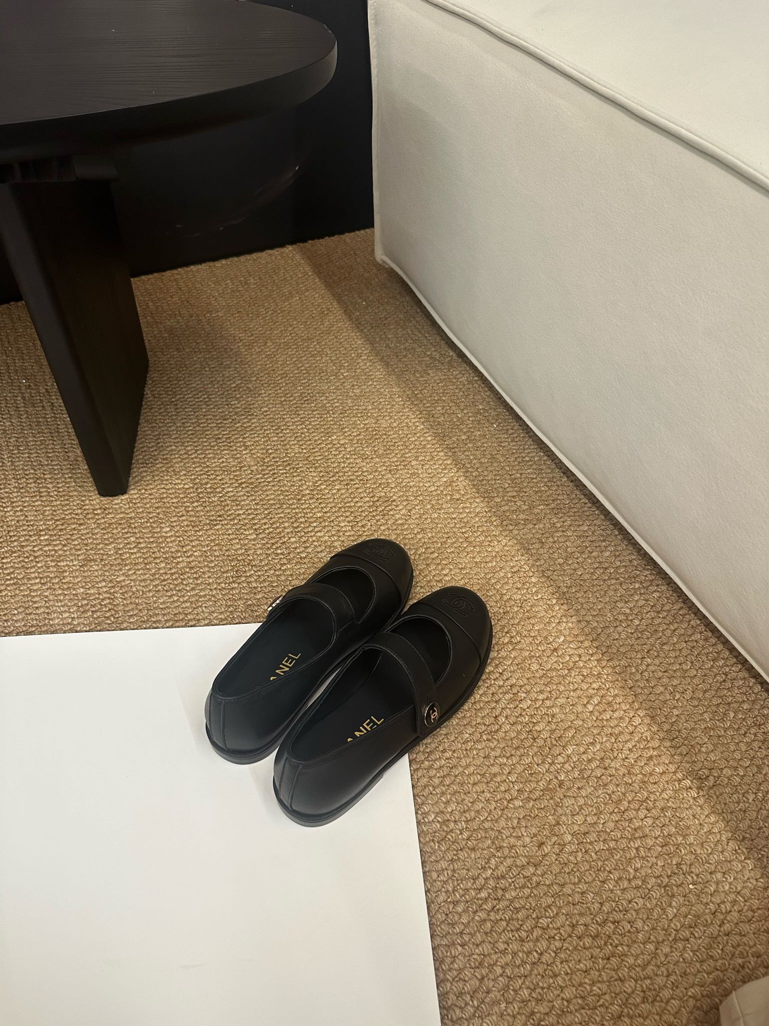 CHANEL 26S MARY JANE FLATS IN BLACK CALFSKIN CC LOGO