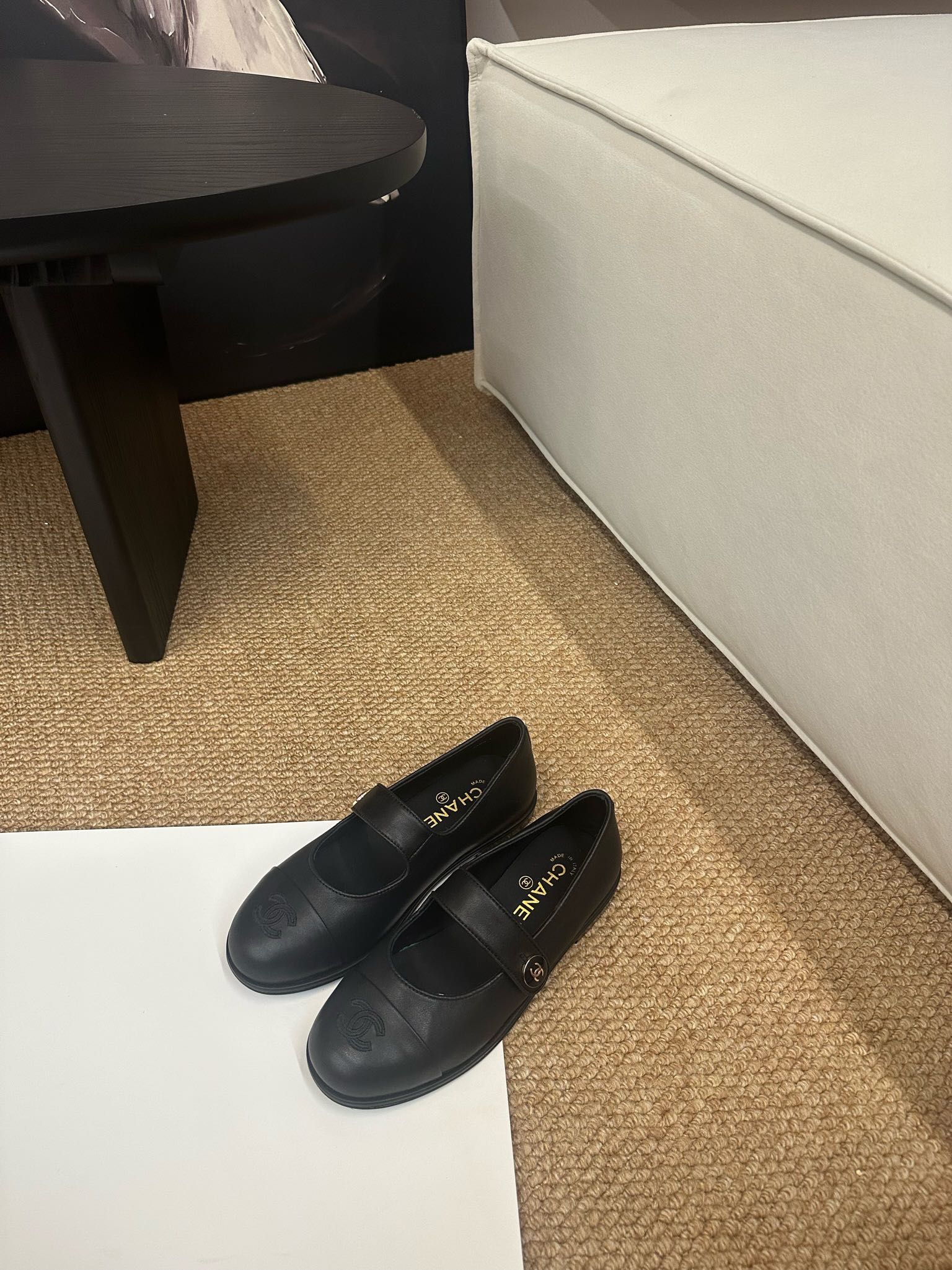 CHANEL 26S MARY JANE FLATS IN BLACK CALFSKIN CC LOGO