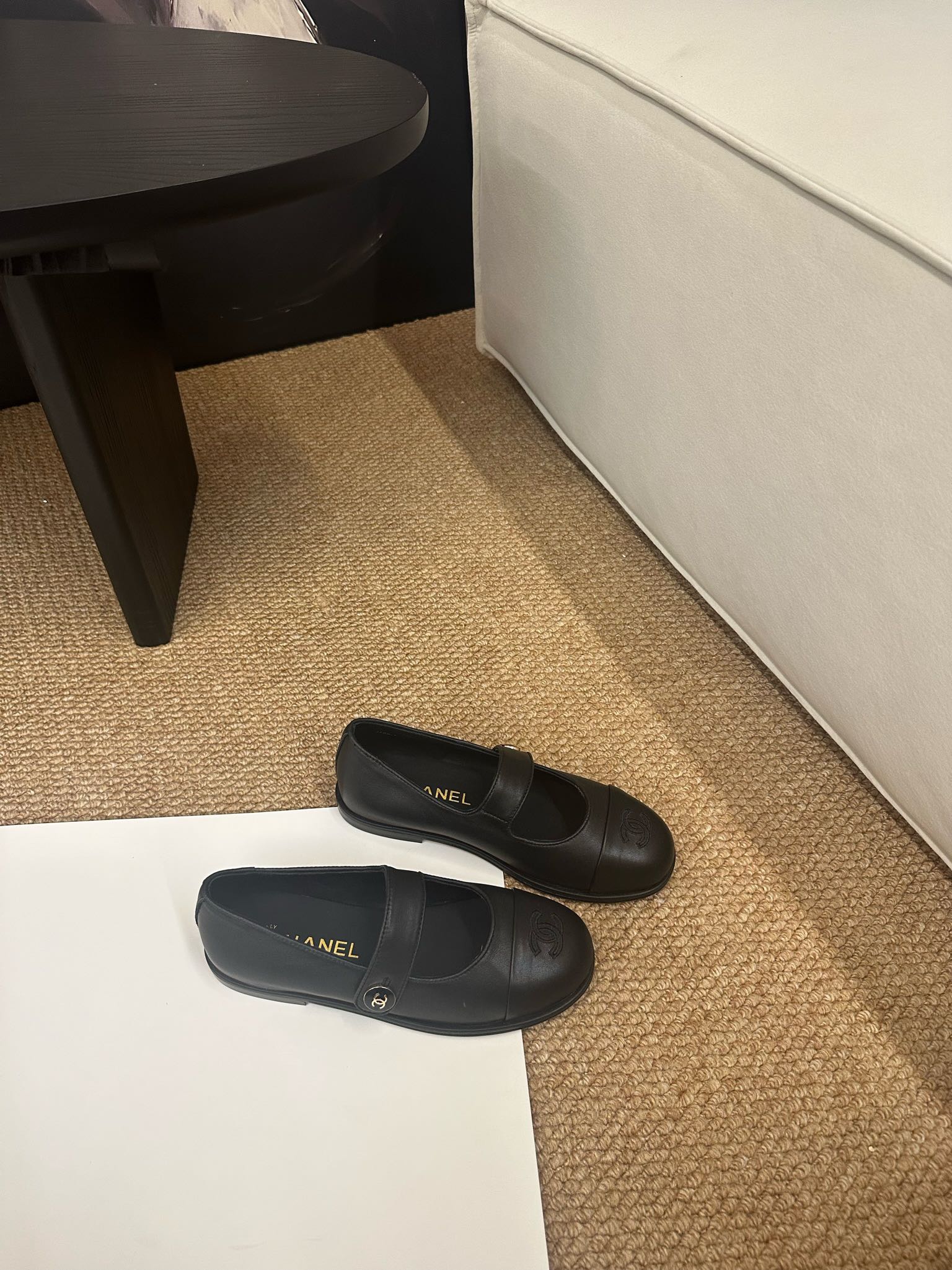 CHANEL 26S MARY JANE FLATS IN BLACK CALFSKIN CC LOGO