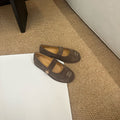 CHANEL 26S MARY JANE FLATS IN BROWN SUEDE CC LOGO