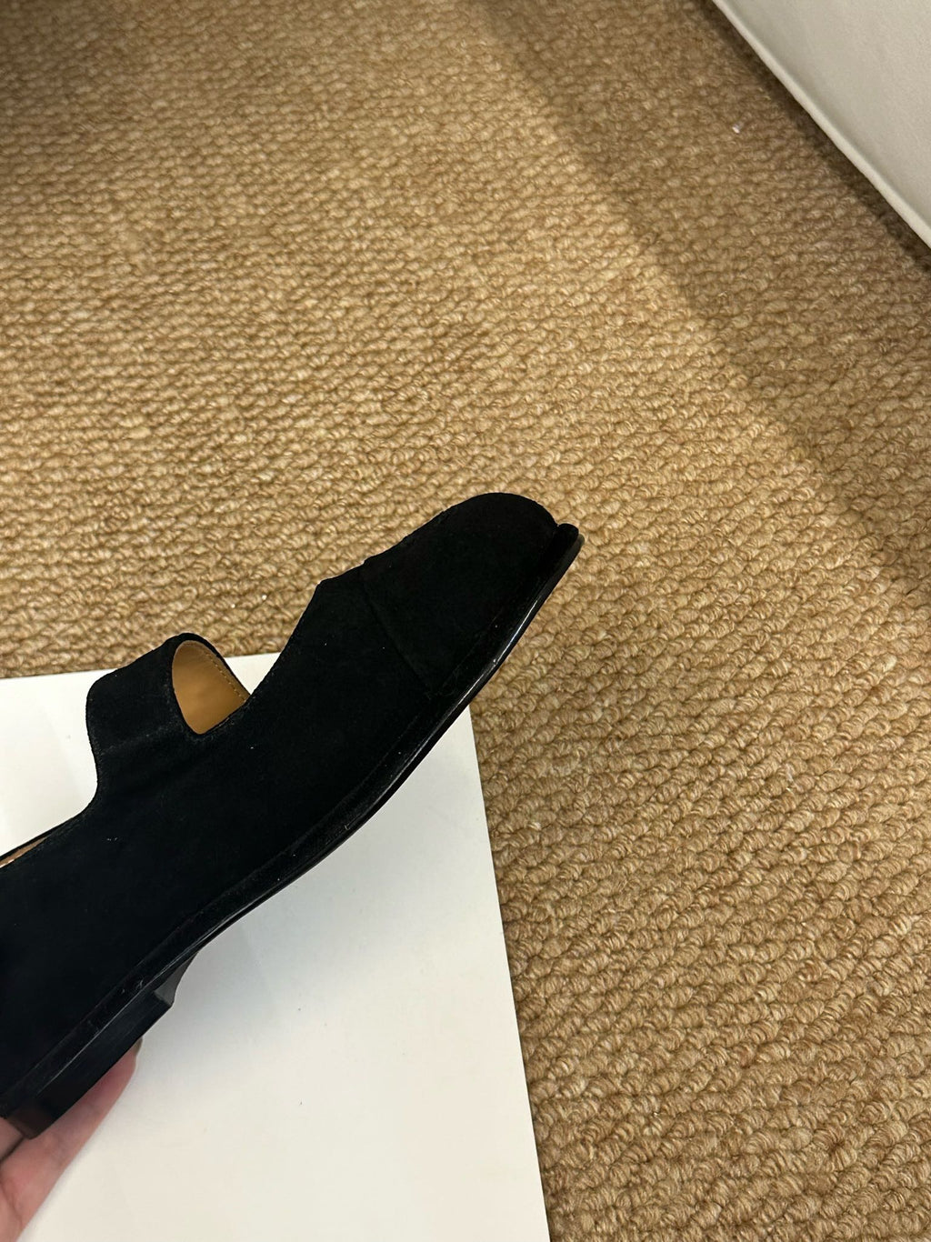 CHANEL 26S MARY JANE FLATS IN BLACK SUEDE CC LOGO