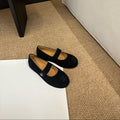 CHANEL 26S MARY JANE FLATS IN BLACK SUEDE CC LOGO