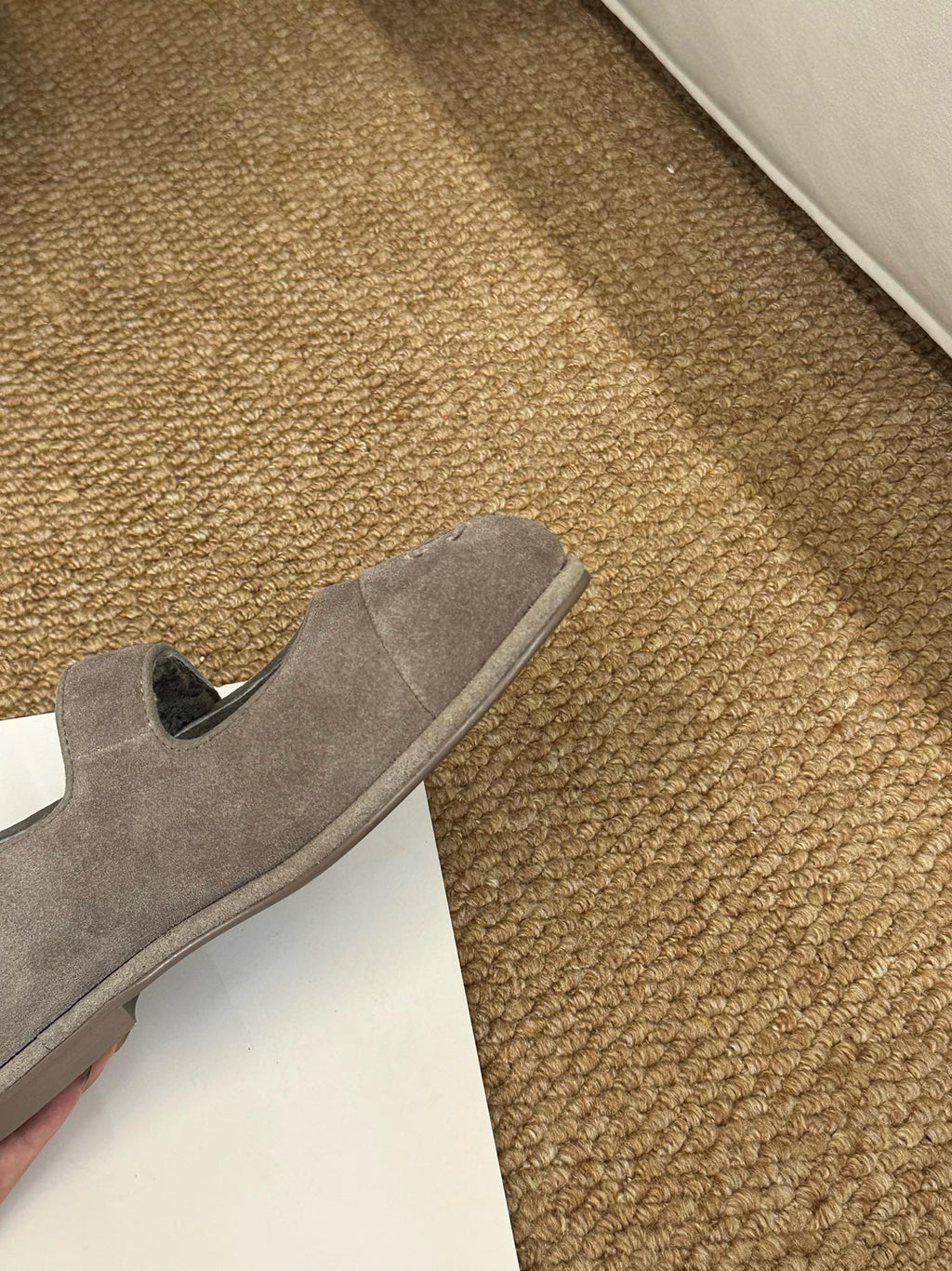 CHANEL 26S MARY JANE FLATS IN TAUPE BROWN SUEDE SHEARLING LINING CC LOGO
